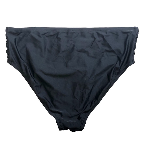 LYSA - Black Ruched High Waist Bikini Tankini Bottom - Size 0X (14W-16W) - Picture 2 of 7
